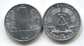Германия 1 пфенниг 1968 UNC