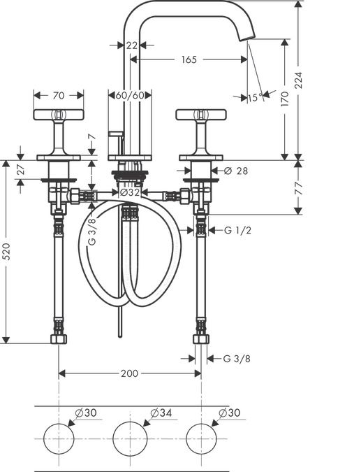 Смеситель Hansgrohe AXOR Citterio E для раковины 36108000 ФОТО