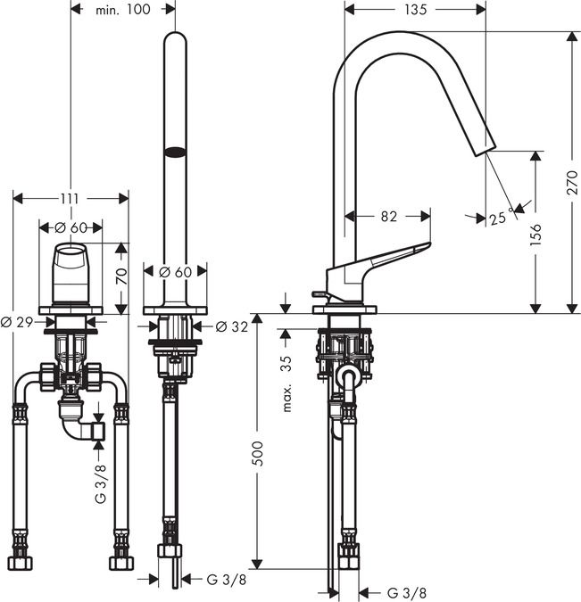 Смеситель Hansgrohe AXOR Citterio M для раковины 34132000 ФОТО