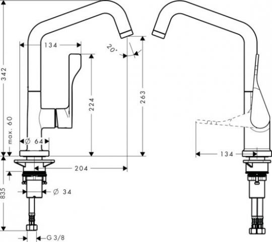 Смеситель Hansgrohe AXOR Citterio для кухни 39850800 ФОТО