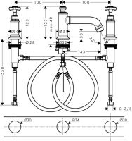 Смеситель Hansgrohe AXOR Montreux для раковины 16536820 схема 1