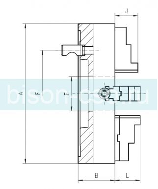 Патрон токарный БИЗОН 4344-250-6  DIN 55029 4-х кулачковый