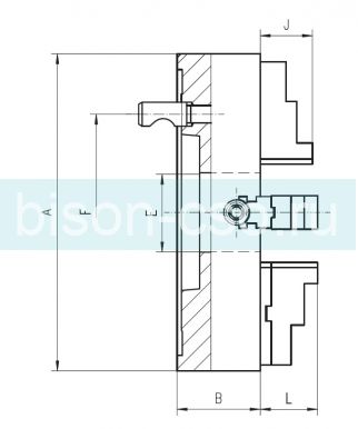 Патрон токарный БИЗОН 4345-200-5  DIN 55029 Кэмлокк 4-х кулачковый