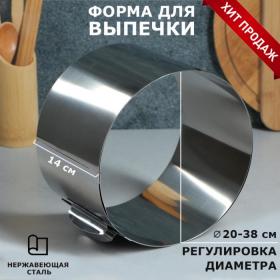 Форма для выпечки и выкладки с регулировкой размера "Круг", H-14 см, D-20-38 см