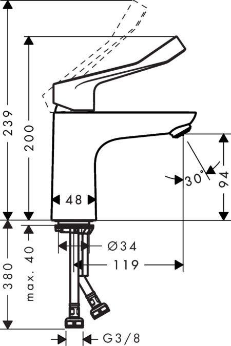 Смеситель Hansgrohe Focus для раковины 31915000 схема 1