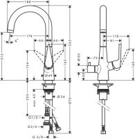 Смеситель Hansgrohe Talis S для кухни 72811000 схема 1