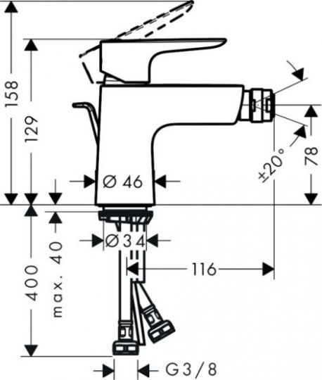 Смеситель Hansgrohe Talis E для биде 71720000 схема 1