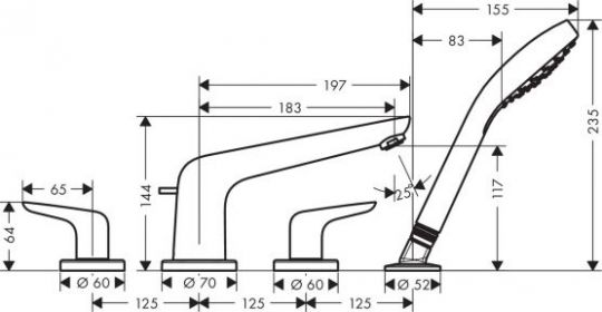 Смеситель Hansgrohe Novus для ванны с душем 71333000 ФОТО