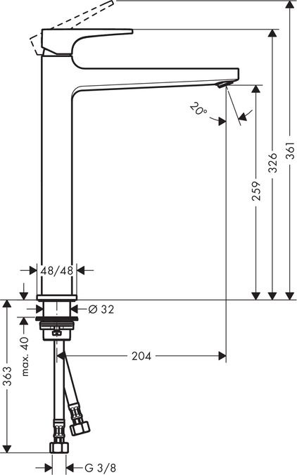 Смеситель Hansgrohe Metropol для раковины 32512000 схема 1