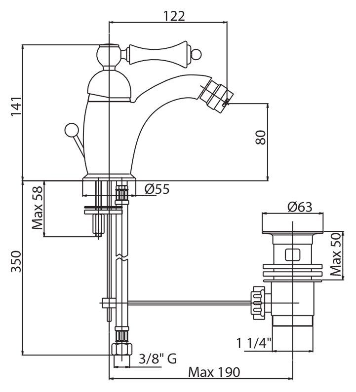 Cezares Margot смеситель для биде MARGOT-BSM1-01-Bi ФОТО