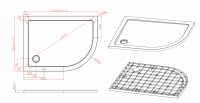 Полукруглый душевой поддон ассиметричный Cezares TRAY-M-RH 120х90 схема 1