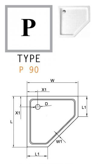 Пятиугольный душевой поддон Cezares Tray TRAY-A-P ФОТО