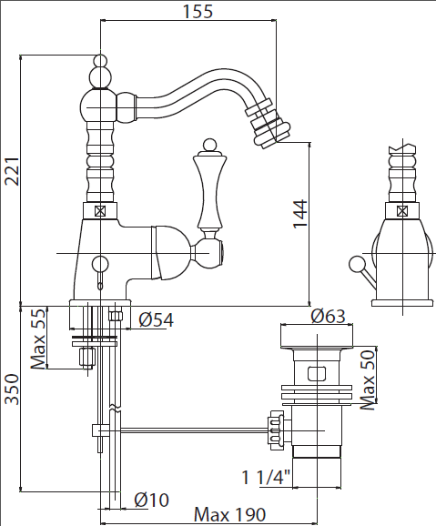 Cezares Margot смеситель для биде MARGOT-BSM2-01-Bi ФОТО