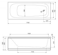 Пристенная акриловая ванна Cezares Eco 170x70 схема 2