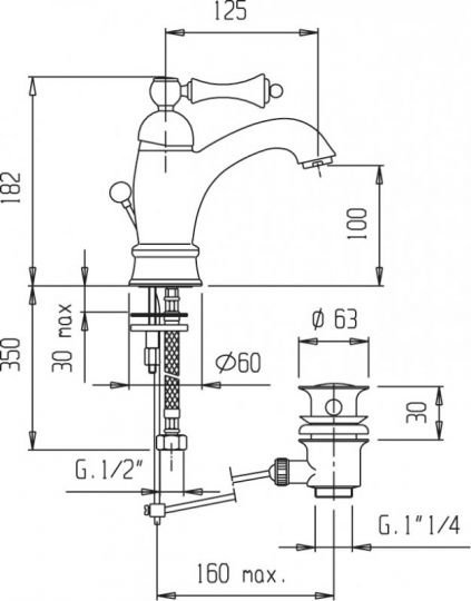 Cezares Margot смеситель для раковины MARGOT-LSM1-A-03/24-Bi ФОТО