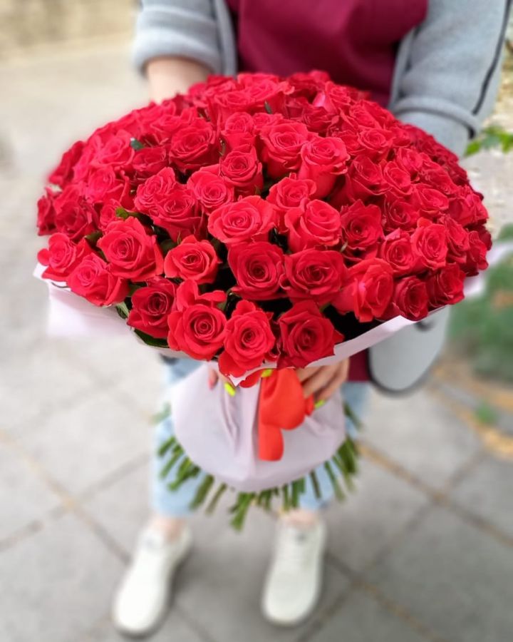 101 красная роза длина 50 см