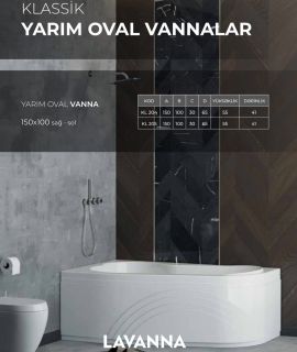 LAVANNA Asimmetrik Yarımoval Vannalar | Akril Vanna 150*100 (sm.)