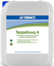 Грунтовка-Концентрат Terraco Terrabond A 5кг Добавка-Пластификатор, Универсальная, Бесцветная / Террако Террабонд А