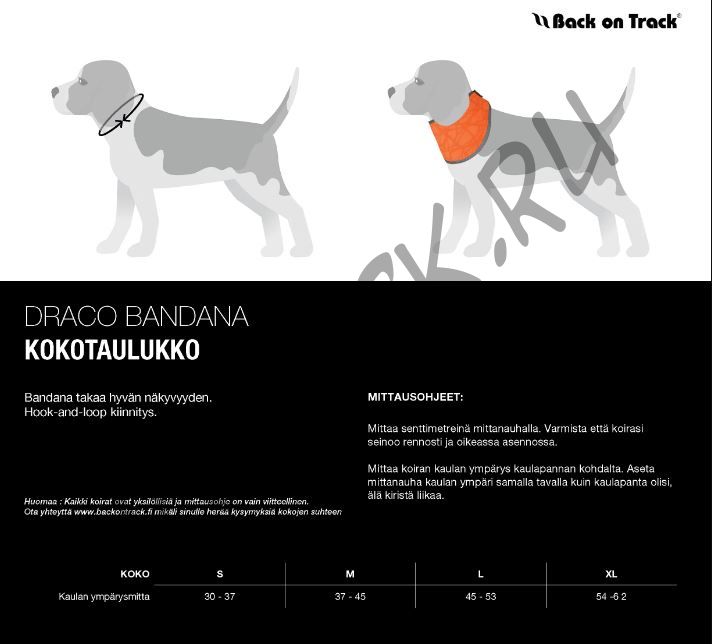 Сигнальная светоотражающая бандана для собаки оранжевая Back on Track Draco Oranssi