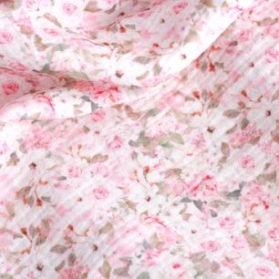 Муслин двухслойный Нежные розочки на розовом 50х45 limit