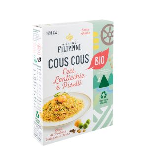 Кускус из нута, чечевицы и гороха био Molino Filippini Cous Cous Ceci Lenticchie e Piselli Bio 250 г - Италия