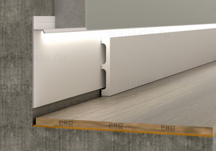 Скрытый плинтус Pro Design 323 белый муар