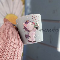 МК Кружка с декором - единорожка (unicorn clay)