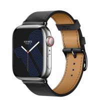 Apple Watch Hermès Series 8 41mm Silver Stainless Steel Case with Single Tour Noir