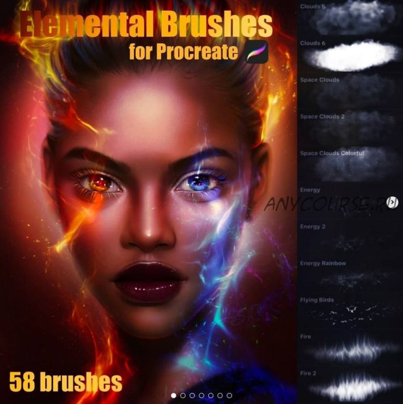 58 кистей procreate для изображения стихий / 58 Elemental Brushes for Procreate (Sandra Winther Art)