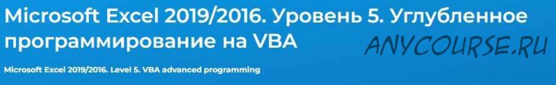 [Специалист] Microsoft Excel 2019/2016. Уровень 5. Углубленное программирование на VBA 2021 (Андрей Завьялов)