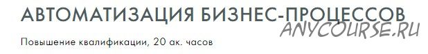 [Русская школа управления] Автоматизация бизнес-процессов (Ирина Гритчина, Игорь Алешин)