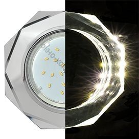 Ecola GX53 H4 LD5312 св-к Стекло 8-угольник подсветка 4K Хром-Хром (зеркальный) 38x133 SM538AECH  арт: 673622