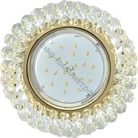 Ecola GX53 H4 св-к Стекло Круг с хрусталиками прозрачный золото 56x120 FD53RYECB  арт: 523988