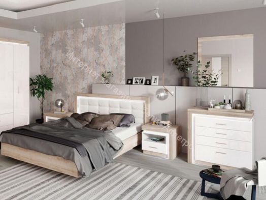 Комод "Люмен" 13 Дуб сакраменто/Белый снег