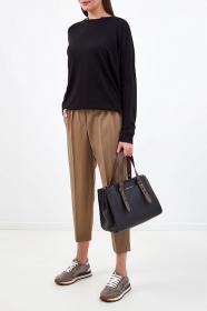 Брюки Baggy из гладкой шерсти с эластичным поясом