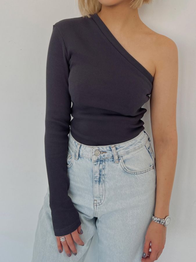 Кофта на одно плечо графит