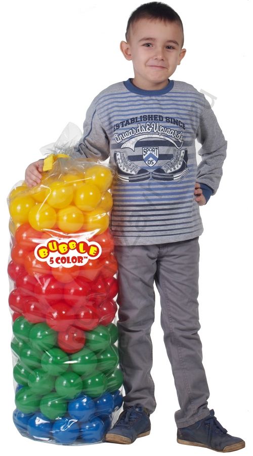 Шарики для манежа-бассейна в прозрачном чехле диам. 3" (7,5 см) 160 шт. 5 цветов