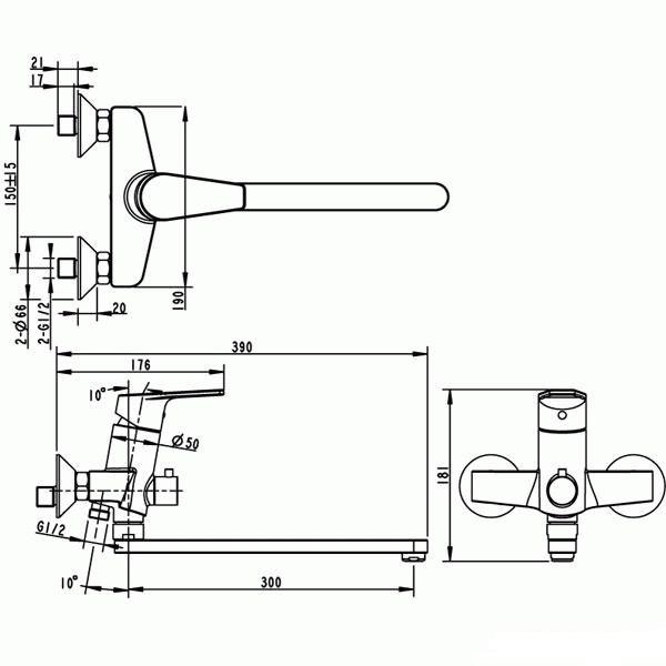 Смеситель Bravat Line для ванны и душа F65299C-LB-RUS схема 2