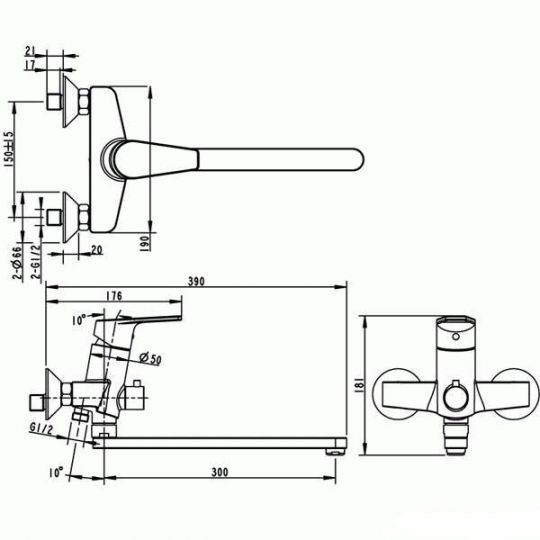 Смеситель Bravat Line для ванны и душа F65299C-LB-RUS ФОТО