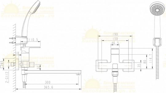 Смеситель Bravat Riffle для ванны и душа F672106C-LB ФОТО