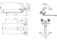 Смеситель Bravat Pure для ванны и душа F6105161C-01A схема 2