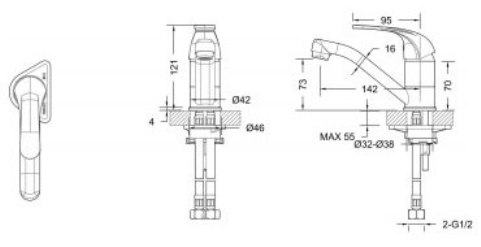 Смеситель Bravat Fit для раковины F1233188CP-RUS схема 2