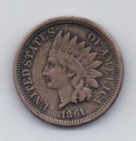 1 цент 1861 года АUNC США