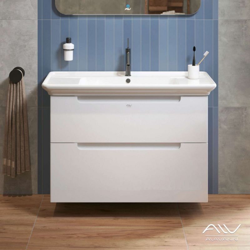 Тумба с раковиной Alavann Berta 105 напольная, белая