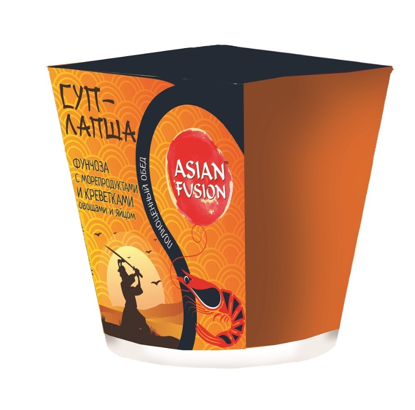 ASIAN FUSION Фунчоза с морепродуктами, креветками, овощами и яйцом картон 73г