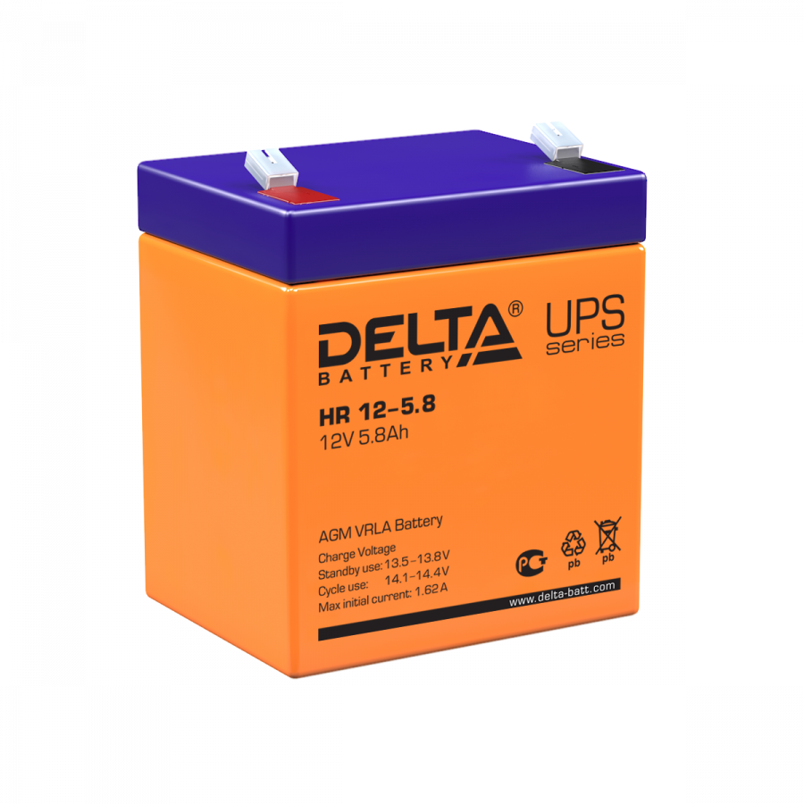 Аккумулятор герметичный VRLA свинцово-кислотный DELTA HR 12-5.8
