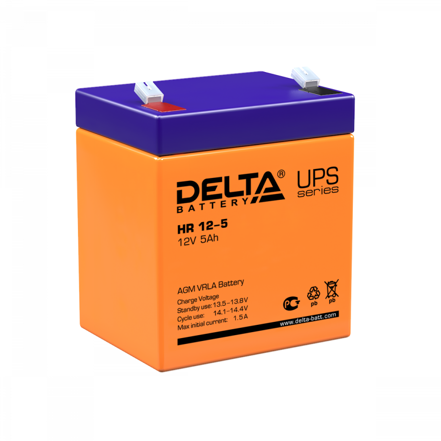 Аккумулятор герметичный VRLA свинцово-кислотный DELTA HR 12-5