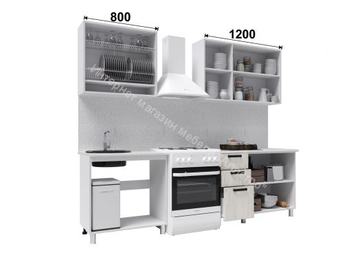 Кухонный гарнитур со стеклом "Диор" 2,0 м