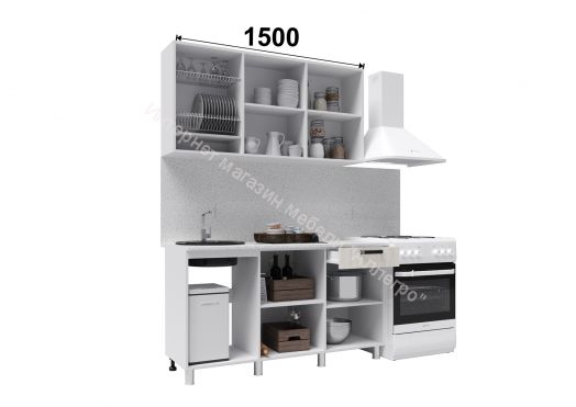 Кухонный гарнитур "Диор" 1,5 м (Дуб крафт белый/Дуб крафт табачный)