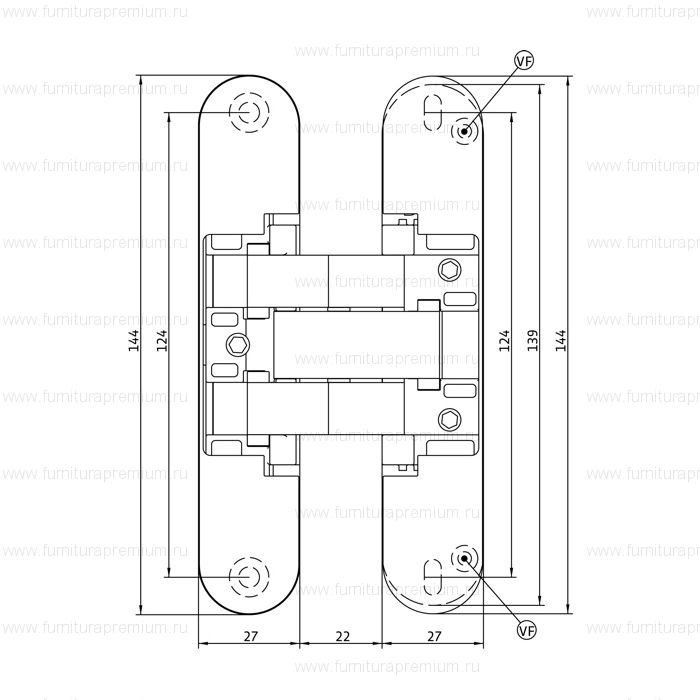 Скрытая петля Anselmi AN 142 3D (516) для нефальцованных дверей до 40 кг